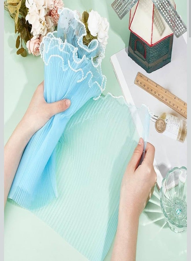 VRB Dec لفة شبكية زهرية من قطعتين (4 ياردات/قطعة) من VRB Dec، مثالية لتغليف الهدايا وباقات الزهور والأعمال اليدوية وتزيين المناسبات، وشبكة تغليف هدايا باقات الزهور للتزيين. (أزرق سماوي) - Image 4